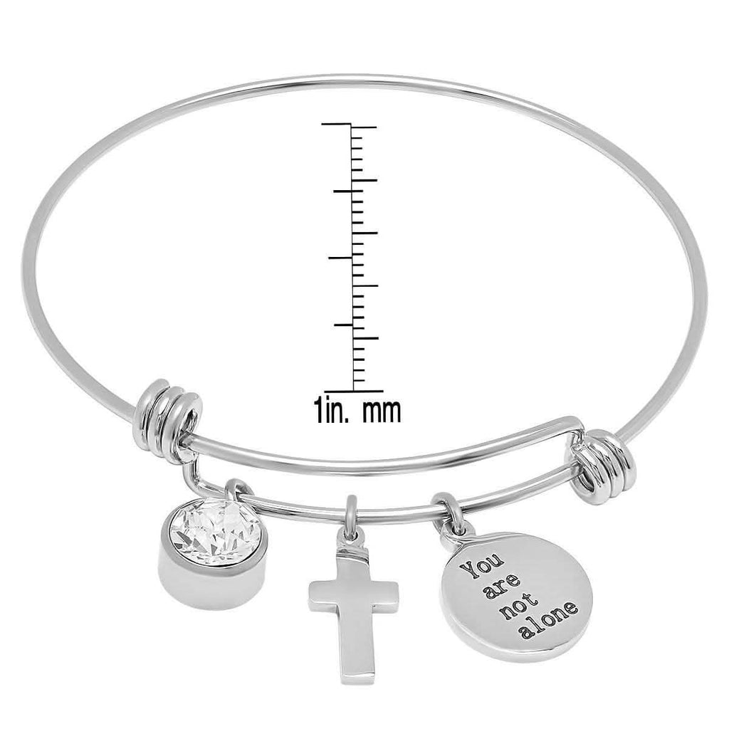 Ladies 18K Gold Plated Stainless Steel Bracelet with Our Father, Faith and Cross Charms
