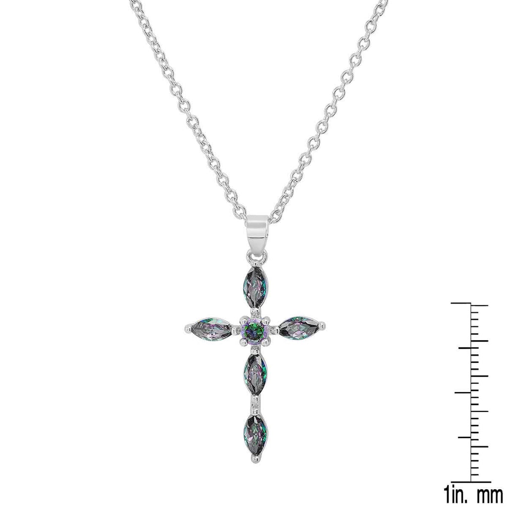 Ladies 18k Gold/White Gold Plated Brass Simulated Cross Pendant
