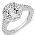 Ladies 18K White Gold Plated Brass Engagement Ring Adorned with Swarovski Crystals