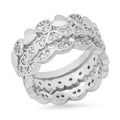 Ladies 18k White Gold Plated Brass Simulated Diamonds Stackable Rings