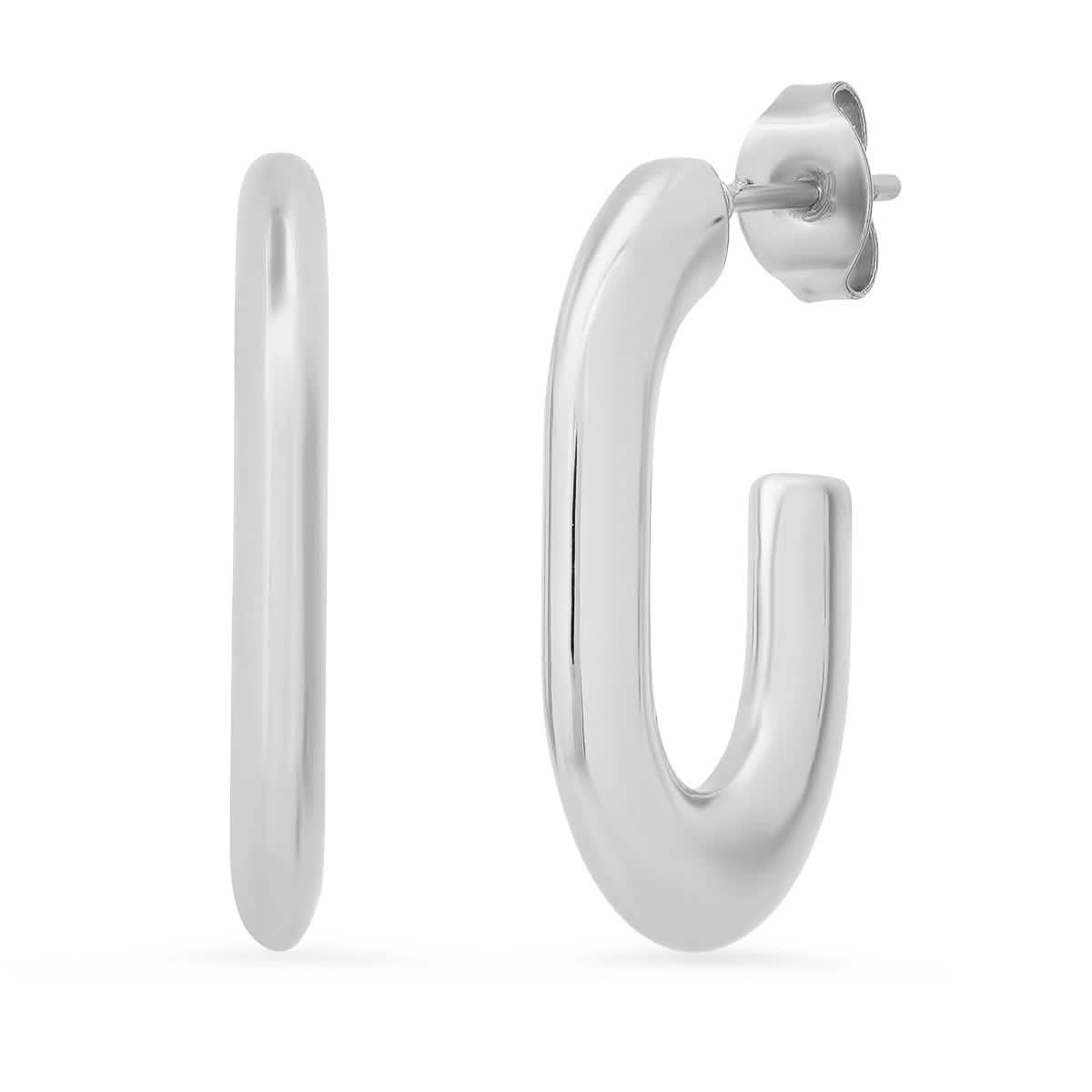 Ladies C Shape Tube Hoop Earrings