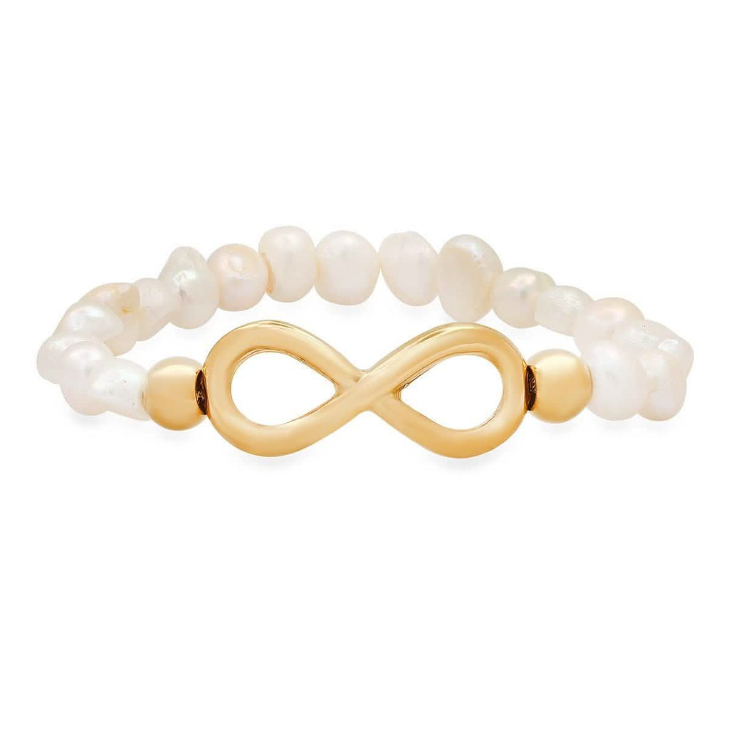 Ladies Freshwater Pearls and Infinity Charm Bracelet