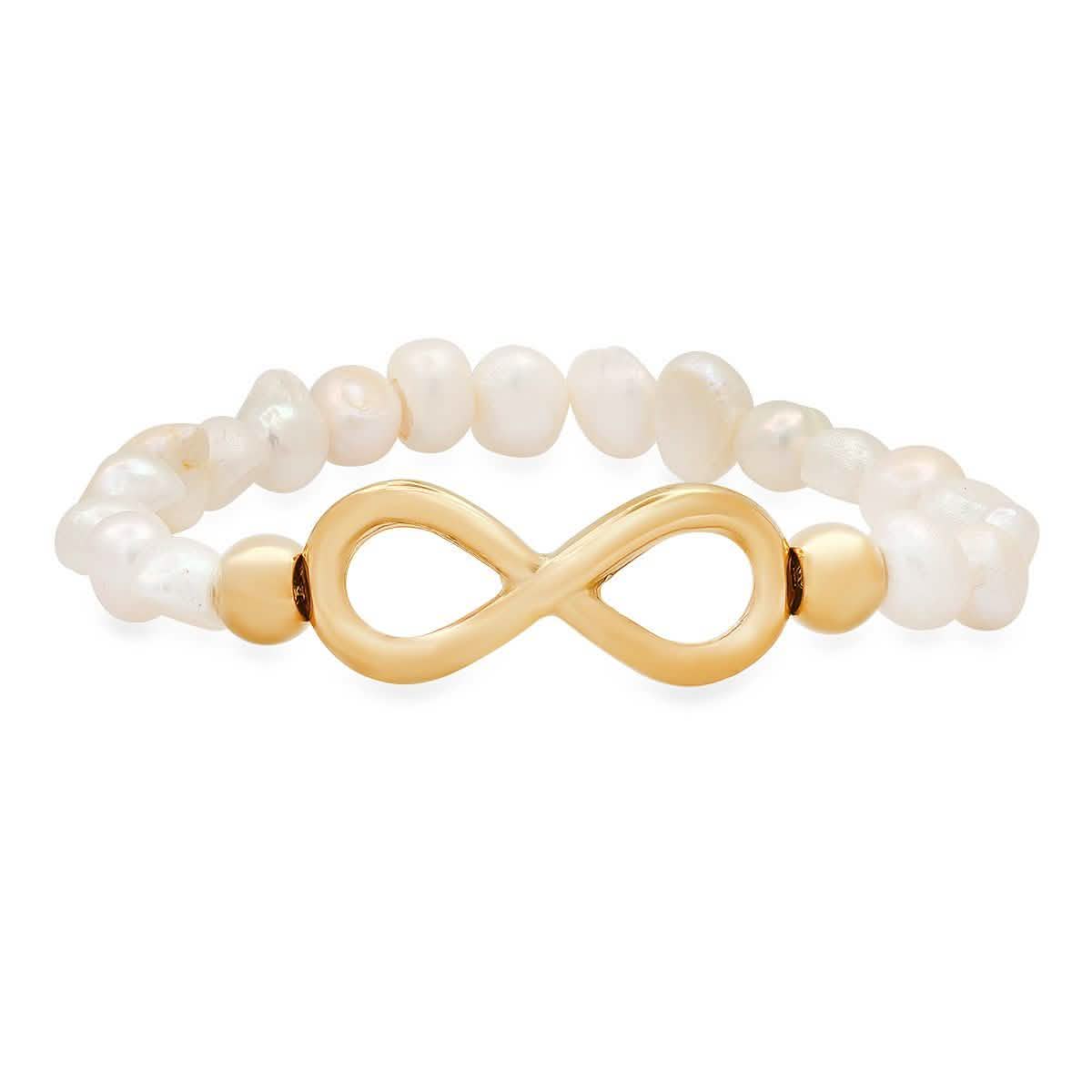 Ladies Freshwater Pearls and Infinity Charm Bracelet