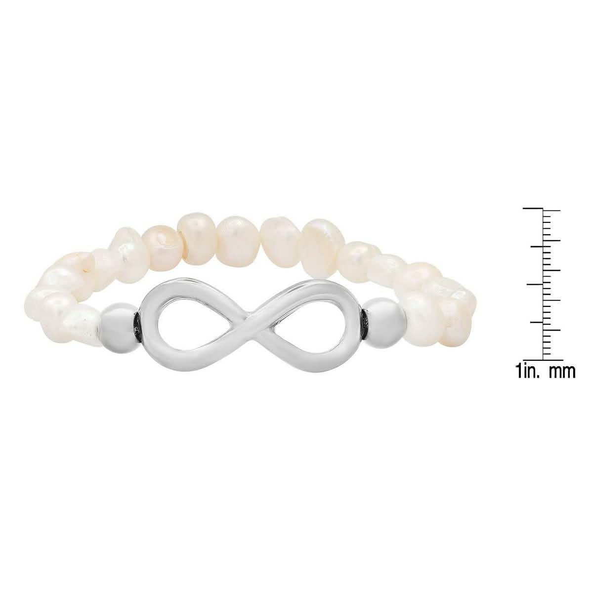 Ladies Freshwater Pearls and Infinity Charm Bracelet