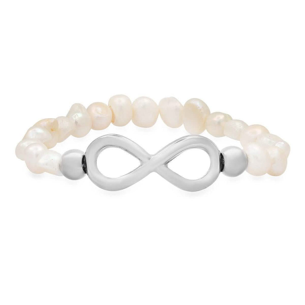 Ladies Freshwater Pearls and Infinity Charm Bracelet