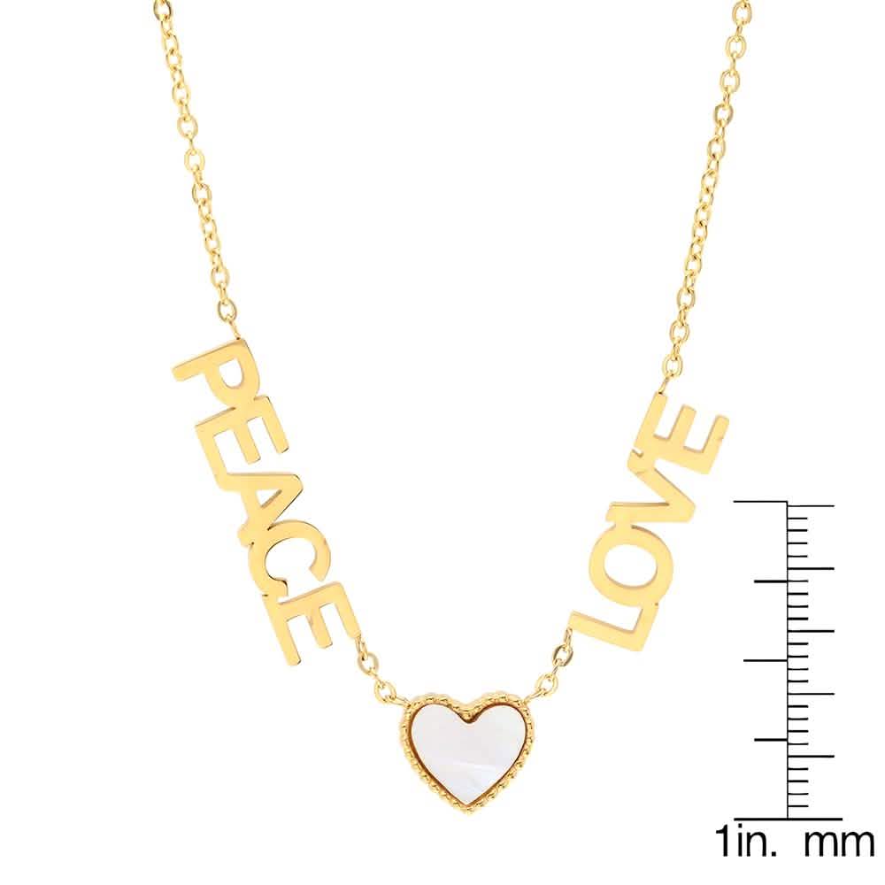 Ladies Peace, Love and Mother of Pearl Heart Necklace