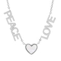 Ladies Peace, Love and Mother of Pearl Heart Necklace