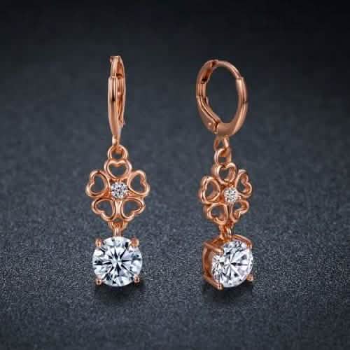 Ladies Simulated Diamond Flower Drop Earrings