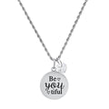 Ladies Stainless Steel Be You Tiful Round Pendant Adorned with Heart Shaped Swarovski Crystal Charm