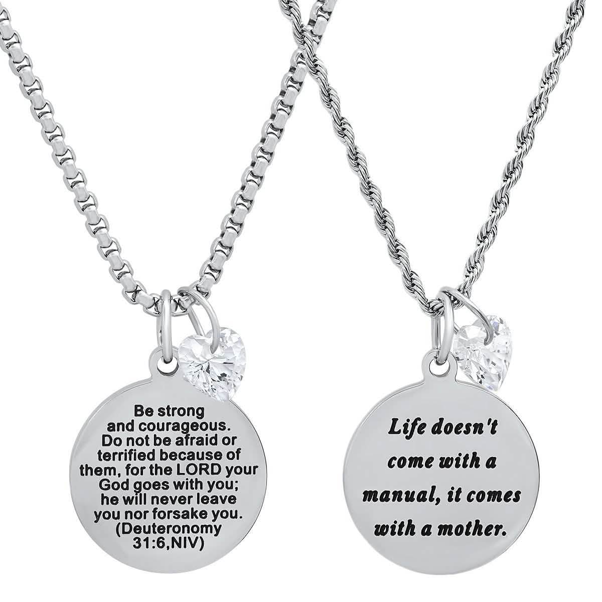 Ladies Stainless Steel Round Pendant Adorned with Heart Shape Swarovski Crystal Charm