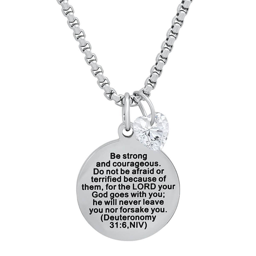 Ladies Stainless Steel Round Pendant Adorned with Heart Shape Swarovski Crystal Charm