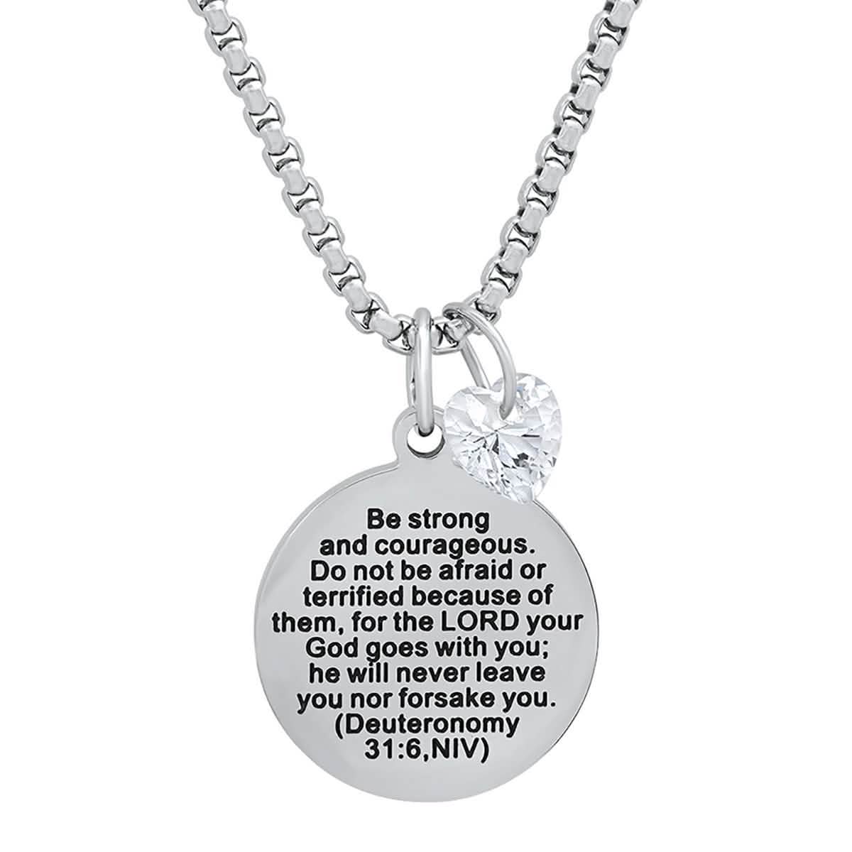 Ladies Stainless Steel Round Pendant Adorned with Heart Shape Swarovski Crystal Charm