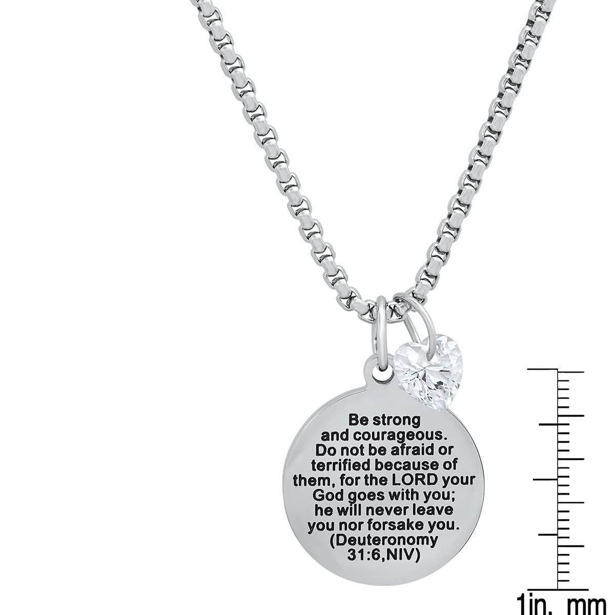 Ladies Stainless Steel Round Pendant Adorned with Heart Shape Swarovski Crystal Charm