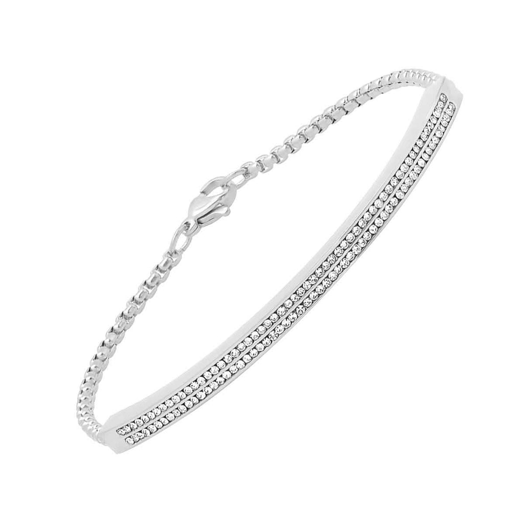 Ladies Stainless Steel Simulated Diamond Channel Setting Bracelet