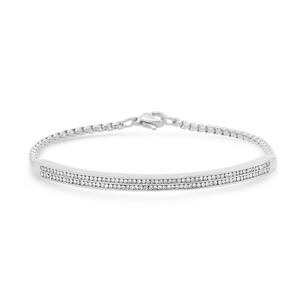 Ladies Stainless Steel Simulated Diamond Channel Setting Bracelet