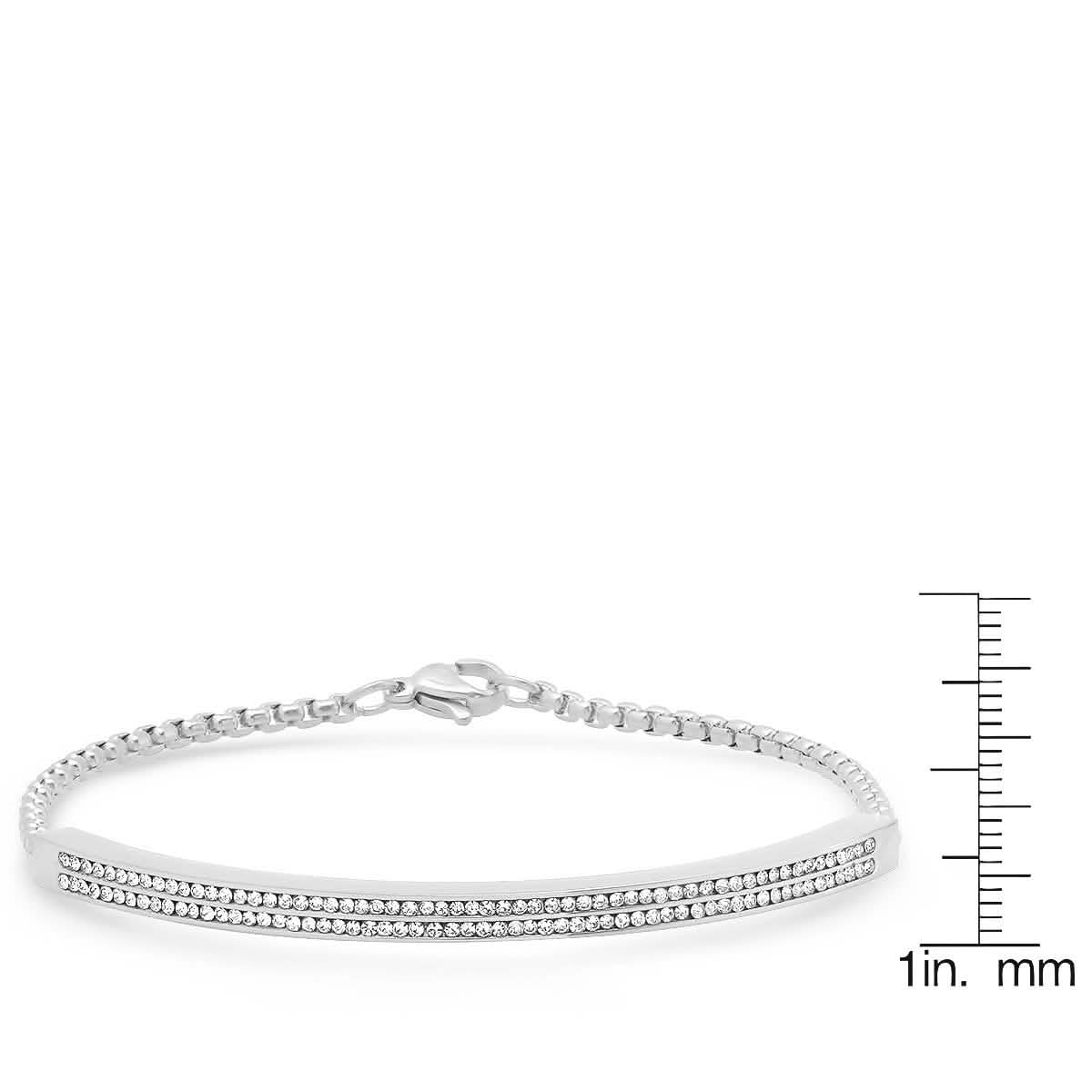 Ladies Stainless Steel Simulated Diamond Channel Setting Bracelet