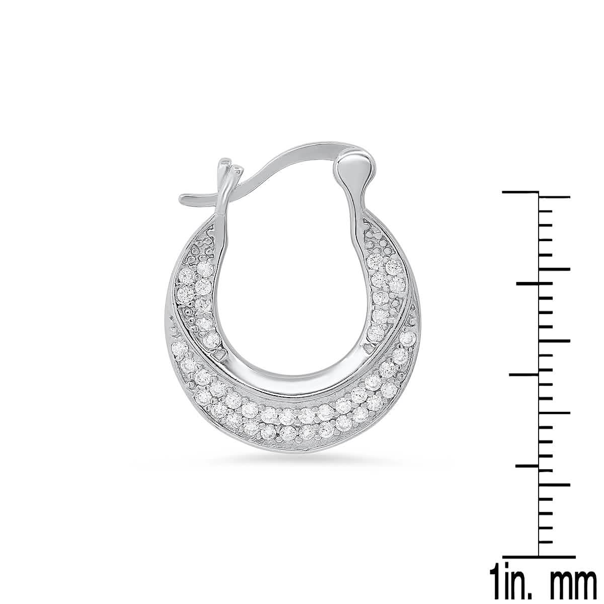 Ladies Sterling Silver And Simulated Diamond Mini Door Knocker Earrings