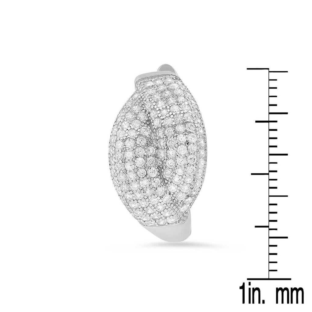 Ladies Sterling Silver and Simulated Diamonds Braid Hoops Earrings