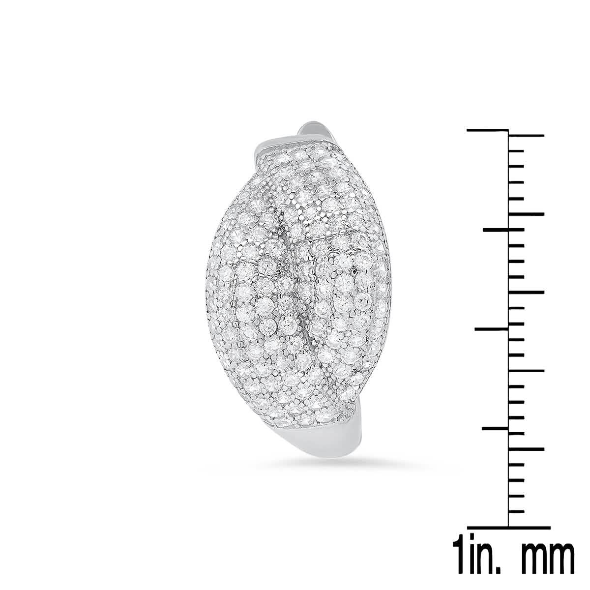 Ladies Sterling Silver and Simulated Diamonds Braid Hoops Earrings