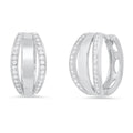 Ladies Sterling Silver And Simulated Diamonds Layered Huggies Earrings