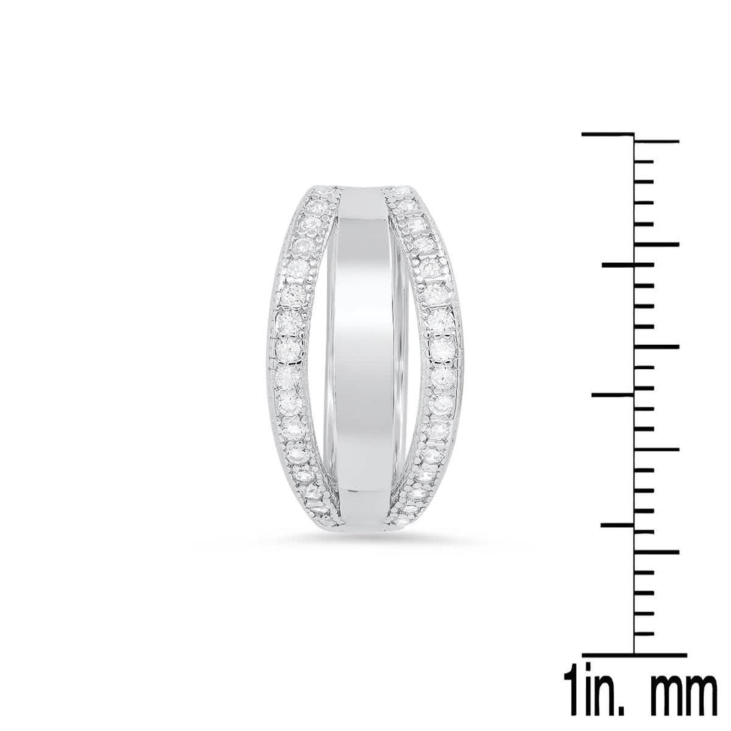 Ladies Sterling Silver And Simulated Diamonds Layered Huggies Earrings