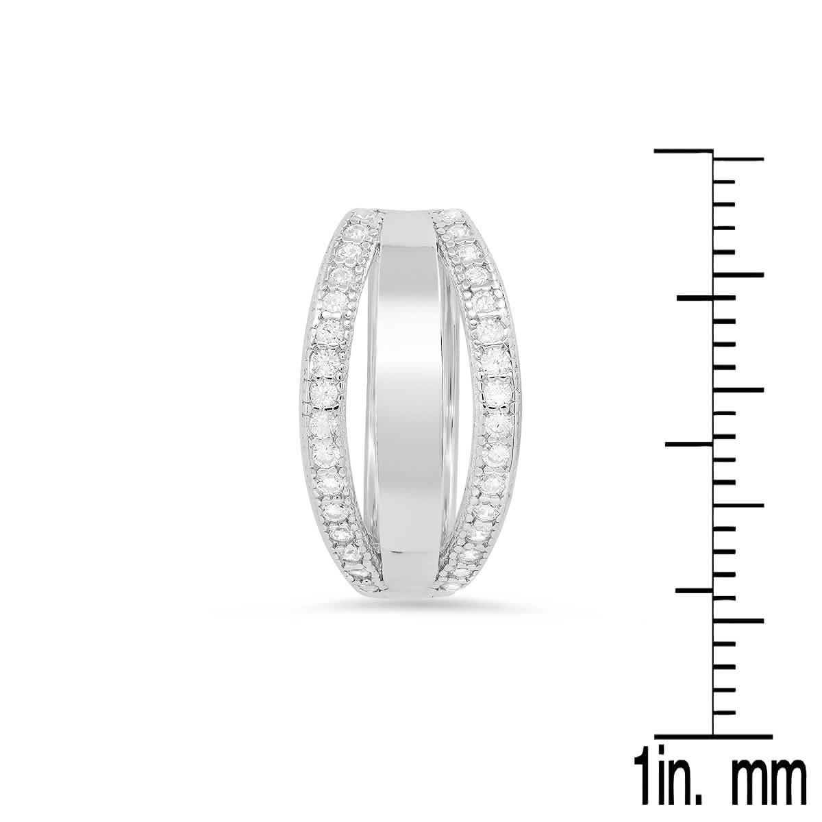 Ladies Sterling Silver And Simulated Diamonds Layered Huggies Earrings
