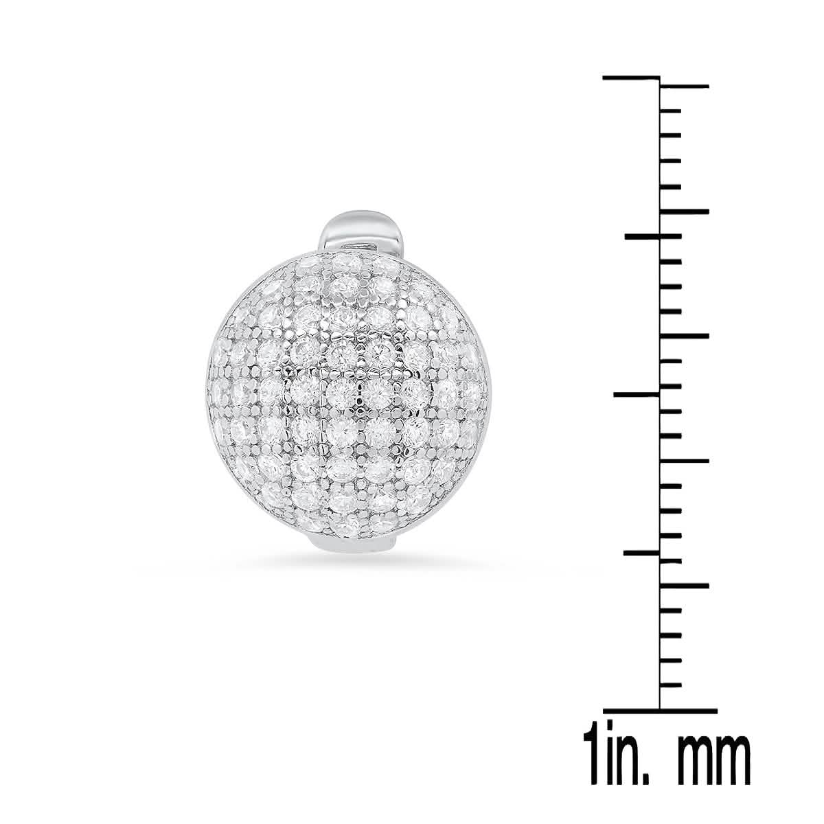 Ladies Sterling Silver and Simulated Diamonds Round Huggie Earrings