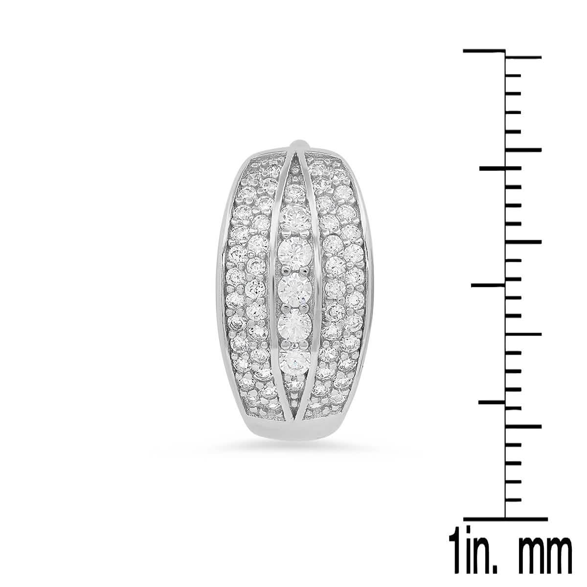 Ladies Sterling Silver And Simulated Diamonds Round Huggies Earrings