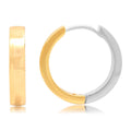 Ladies Two Tone Stainless Steel and 18K Gold Plated Huggie Earrings