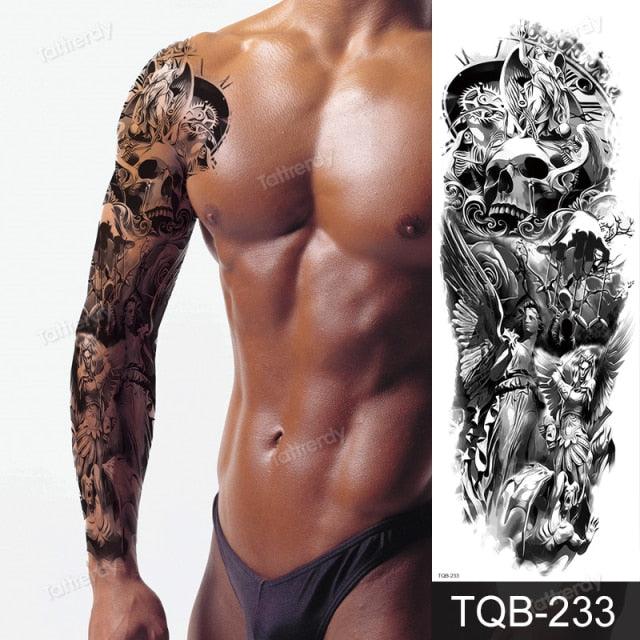 Large Black Temporary Tattoo Waterproof Luxury Big Tattoo For Body Arm Legs Modern Design