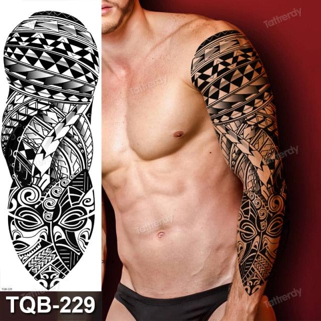 Large Black Temporary Tattoo Waterproof Luxury Big Tattoo For Body Arm Legs Modern Design