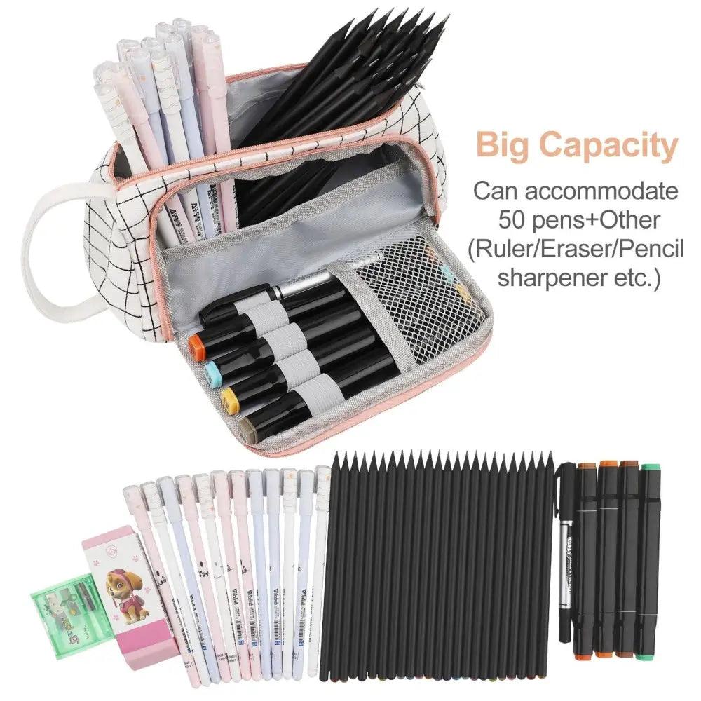 Large Capacity Big Simple Pencil Case For School Stylish Print High Quality Organizer Vintage Pencil Pouch