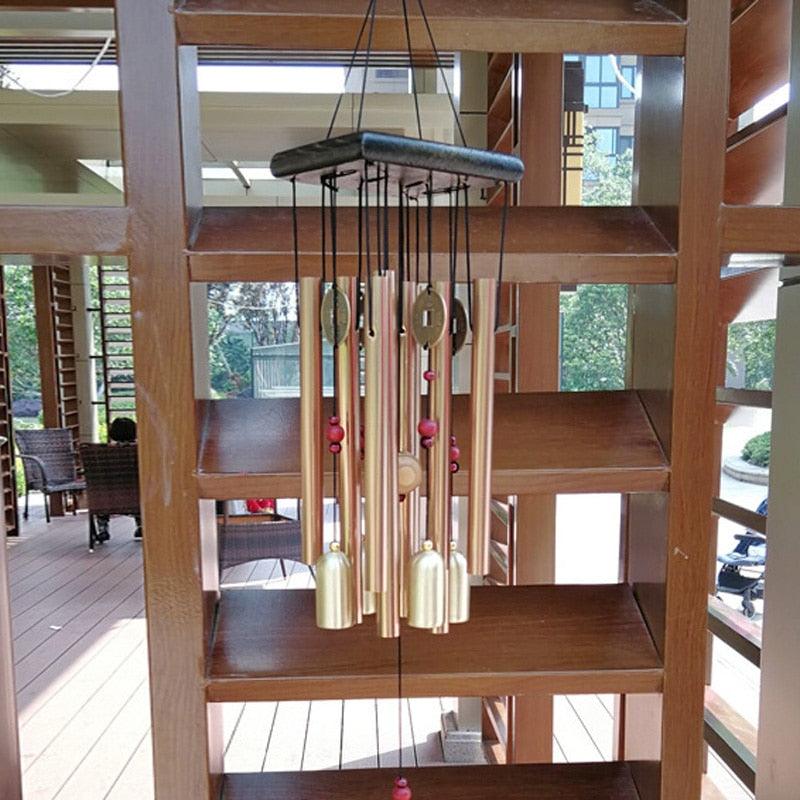 Large Copper Money Pendant Wind Chime Tubes Bells Copper Metal Pipe Chime Large Wind Chimes Bells Tubes Pendant Balcony Outdoor Yard Garden Home Decoration