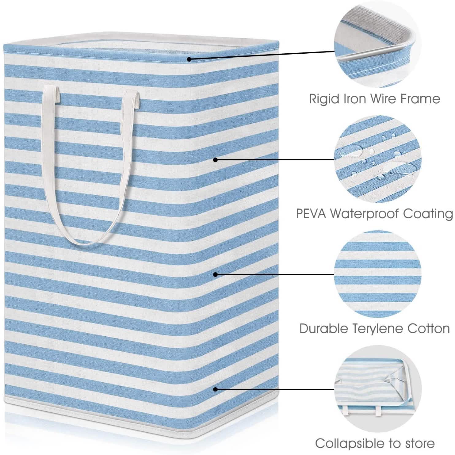 Large Foldable Tall Laundry Basket Storage Basket