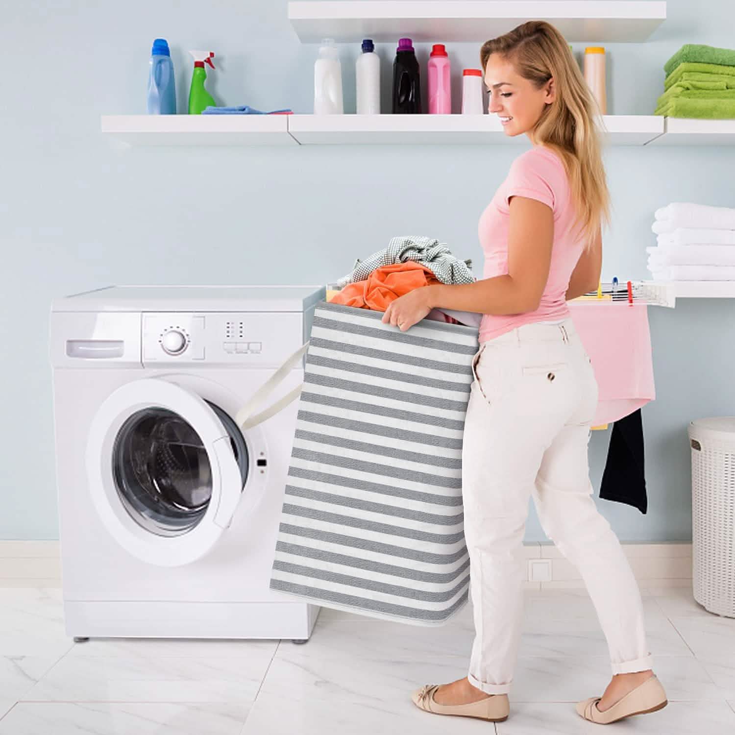 Large Foldable Tall Laundry Basket Storage Basket