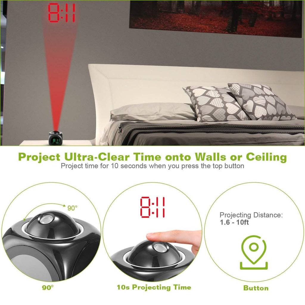 LCD Projection Alarm Clock with Voice Broadcast Function