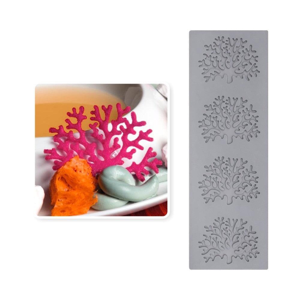 Leaf Cake Mold Coral Leaves Decorative Lace Mat Sugar Craft Silicone Pad Fondant Moulds Decorating Tools Baking Accessories Leaf Mold Fondant Leaf 3D Cake Decorations Styling Chocolate Sugar Cookie Cutter Set Silicone Mold