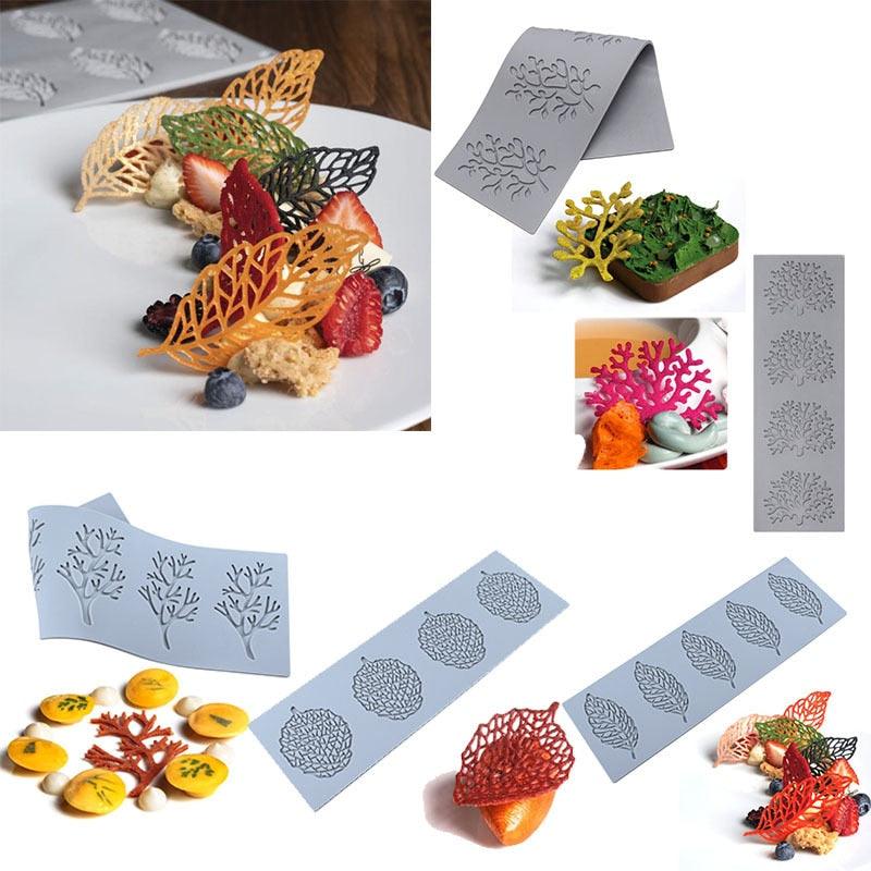 Leaf Cake Mold Coral Leaves Decorative Lace Mat Sugar Craft Silicone Pad Fondant Moulds Decorating Tools Baking Accessories Leaf Mold Fondant Leaf 3D Cake Decorations Styling Chocolate Sugar Cookie Cutter Set Silicone Mold