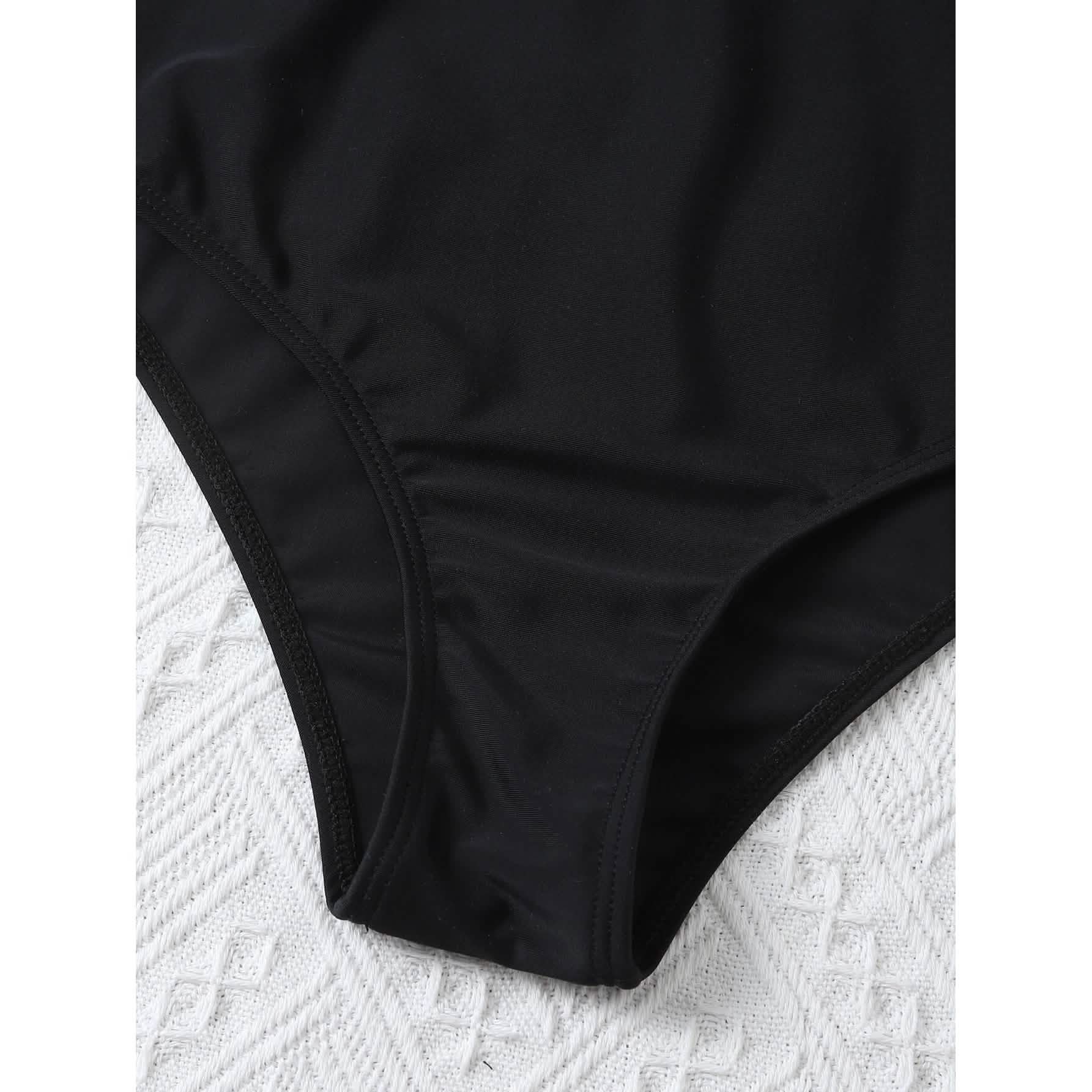 Leaf Print Hanky Hem High Waisted Bikini Swimsuit