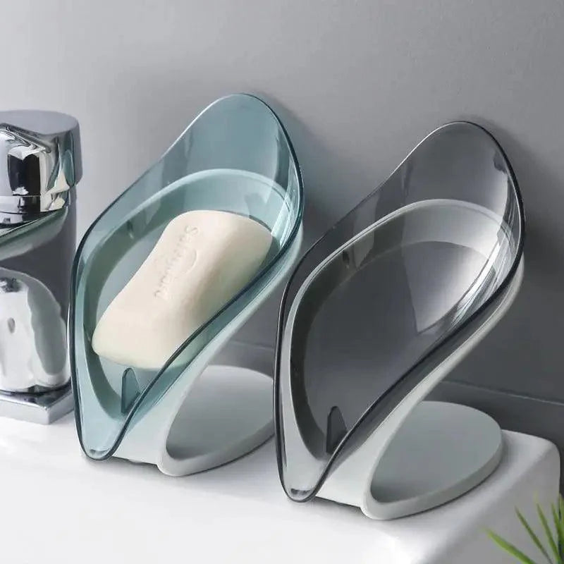 Leaf Shape Soap Box Creative Drain Soap Holder Bathroom Soap Holder Free Perforated Soap Dish For Bathroom Suction Cup Soap Dish Soap Dish with Draining Tray Soap Holder Saver for Shower Bathroom Keep Soap Bars Dry Clean