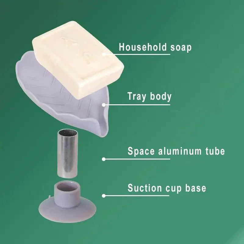 Leaf Shape Soap Box Drain Soap Holder Box Kichen Bathroom Accessories Toilet Laundry Soap Box Bathroom Supplies Tray Gadgets Soap Holder Leaf-Shape Self Draining Soap Dish Holder Not Punched Easy Clean Bar Soap Holder With Suction Cup Soap Dish