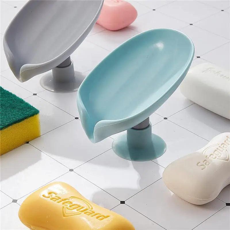 Leaf Shape Soap Box Drain Soap Holder Box Kichen Bathroom Accessories Toilet Laundry Soap Box Bathroom Supplies Tray Gadgets Soap Holder Leaf-Shape Self Draining Soap Dish Holder Not Punched Easy Clean Bar Soap Holder With Suction Cup Soap Dish