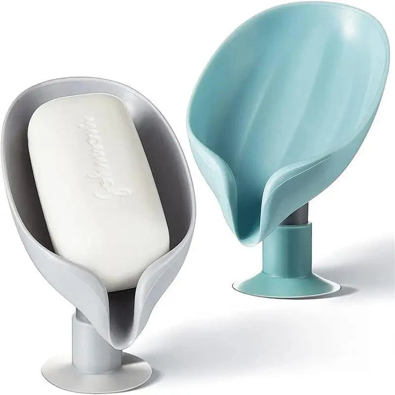 Leaf Shape Soap Box Drain Soap Holder Box Kichen Bathroom Accessories Toilet Laundry Soap Box Bathroom Supplies Tray Gadgets Soap Holder Leaf-Shape Self Draining Soap Dish Holder Not Punched Easy Clean Bar Soap Holder With Suction Cup Soap Dish