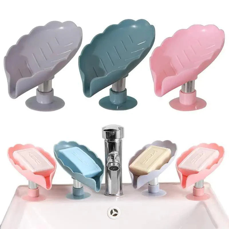 Leaf Shape Soap Box Drain Soap Holder Box Kichen Bathroom Accessories Toilet Laundry Soap Box Bathroom Supplies Tray Gadgets Soap Holder Leaf-Shape Self Draining Soap Dish Holder Not Punched Easy Clean Bar Soap Holder With Suction Cup Soap Dish