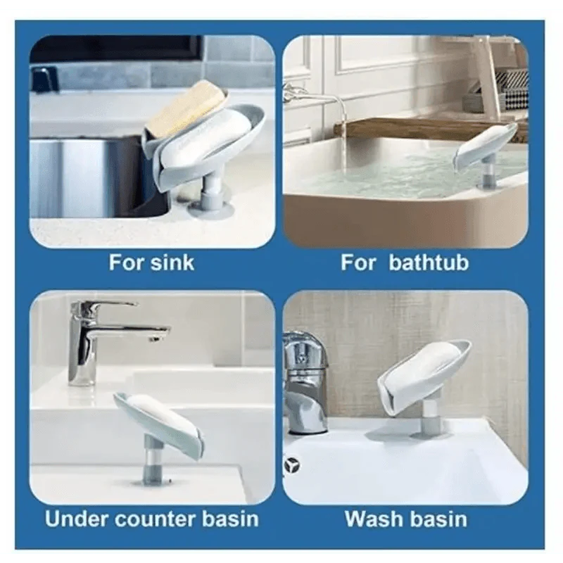 Leaf Shaped Soap Dish Holder Suction Cup Soap Dish For Bathroom Shower Soap Box Sponge Soap Holder Storage Tray Soap container Soap Dish Holder Lotus Leaf Shape With Suction Cup Drain Detachable Soap Box Not Punched Toilet Bath Drain Shelf Storage