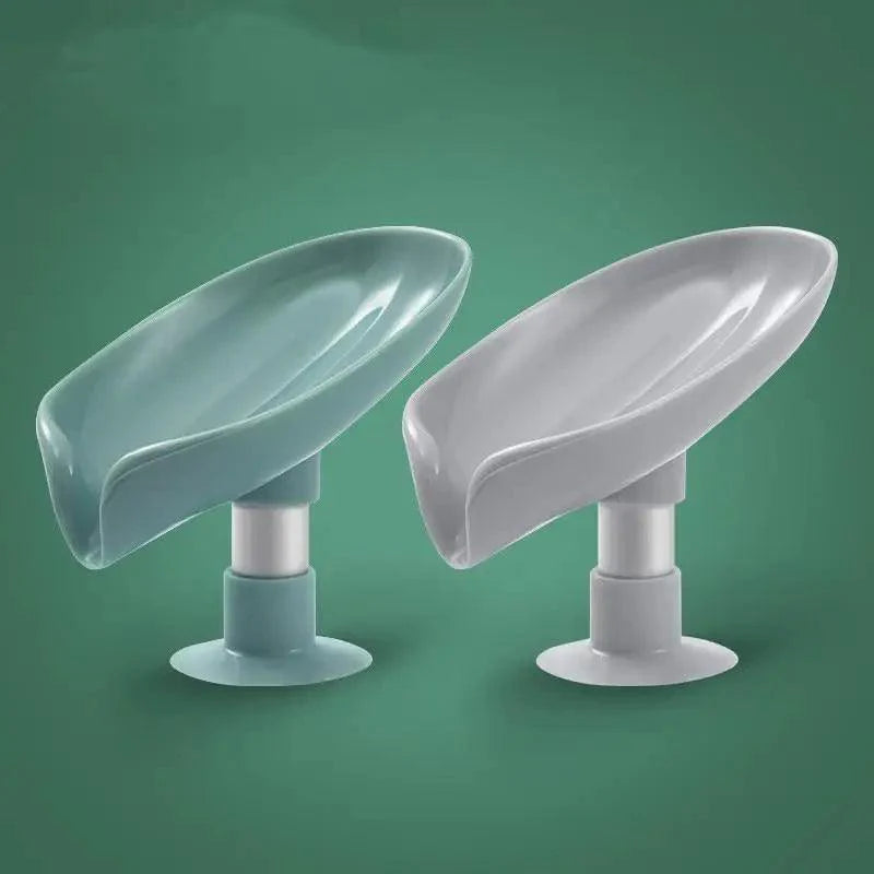 Leaf Shaped Soap Dish Holder Suction Cup Soap Dish For Bathroom Shower Soap Box Sponge Soap Holder Storage Tray Soap container Soap Dish Holder Lotus Leaf Shape With Suction Cup Drain Detachable Soap Box Not Punched Toilet Bath Drain Shelf Storage