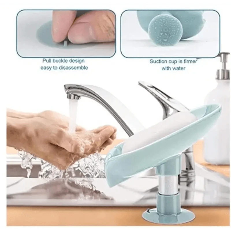 Leaf Shaped Soap Dish Holder Suction Cup Soap Dish For Bathroom Shower Soap Box Sponge Soap Holder Storage Tray Soap container Soap Dish Holder Lotus Leaf Shape With Suction Cup Drain Detachable Soap Box Not Punched Toilet Bath Drain Shelf Storage