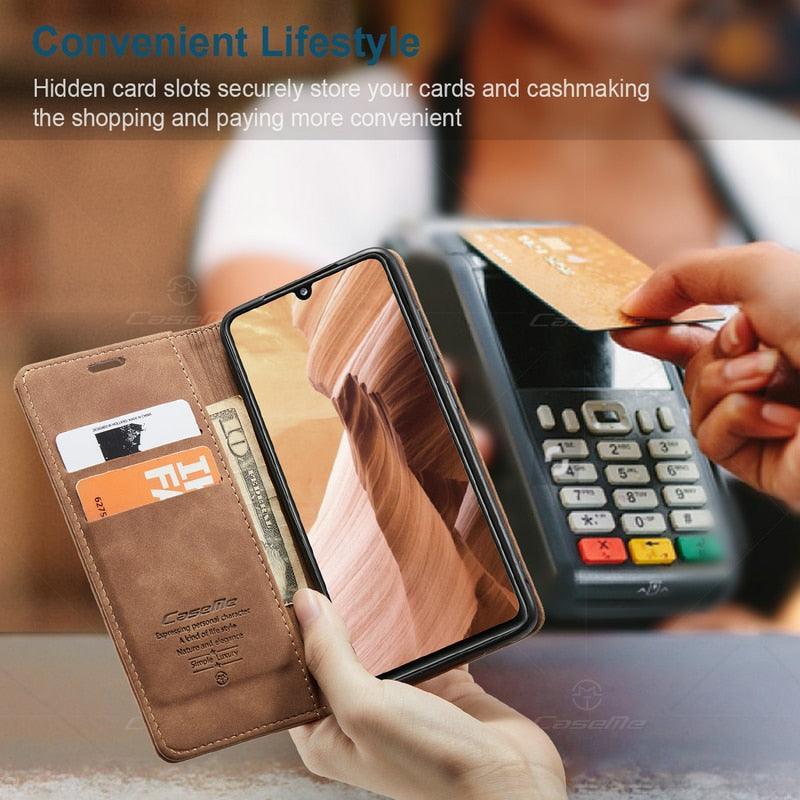 Leather Case For iPhone 14 13 11 12 Mini Pro XS XR Max Luxury Magnetic Flip Phone Case For iPhone Business Classic Wallet Cover Leather Magnetic Flip Back Stand Case/Cover