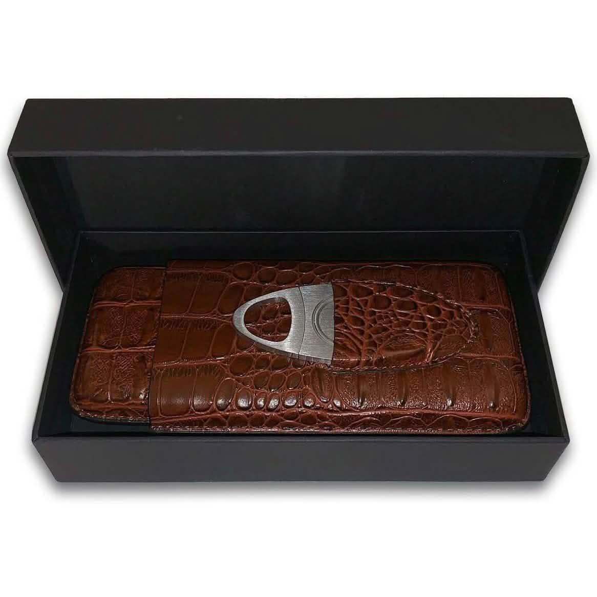 Leather Cigar Case by Mulling Room with Stainless Steel Cutter