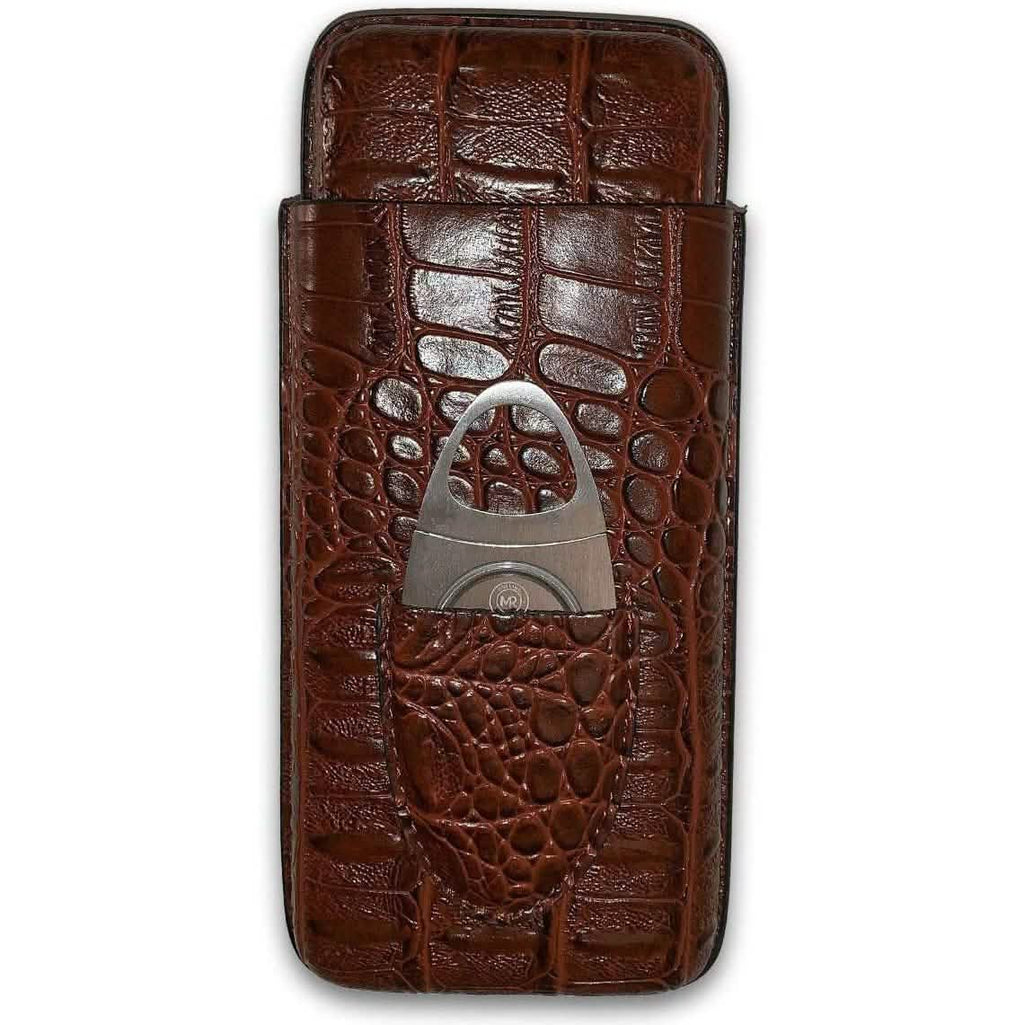 Leather Cigar Case by Mulling Room with Stainless Steel Cutter